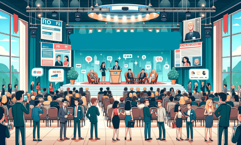 Illustration depicting a B2B public relations event